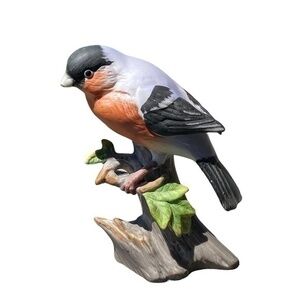 Vintage Ceramic Bird Sitting on a Branch Statue Duncan Designs Made in Taiwan